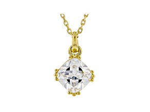 White Cubic Zirconia 18K Yellow Gold Over Sterling Silver Pendant With Chain 2.58ctw