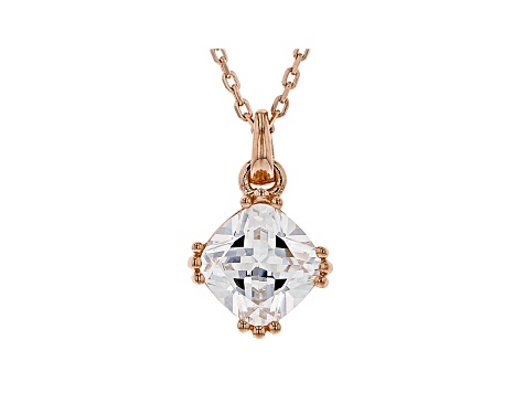White Cubic Zirconia 18K Rose Gold Over Sterling Silver Pendant With ...