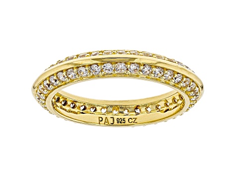 White Cubic Zirconia 18k Yellow Gold Over Sterling Silver Eternity Band Ring 1.88ctw