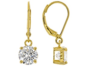 White Cubic Zirconia 18K Yellow Gold Over Sterling Silver Earrings 4.37ctw
