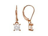 White Cubic Zirconia 18K Rose Gold Over Sterling Silver Earrings 1.53ctw
