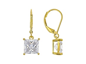 White Cubic Zirconia 18K Yellow Gold Over Sterling Silver Earrings 7.02ctw