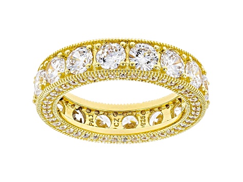 White Cubic Zirconia 18k Yellow Gold Over Sterling Silver Eternity Band Ring 8.73ctw