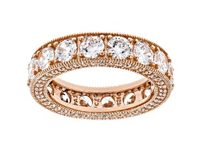 White Cubic Zirconia 18k Rose Gold Over Sterling Silver Eternity Band Ring 8.73ctw