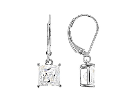 White Cubic Zirconia Rhodium Over Sterling Silver Earrings 4.24ctw