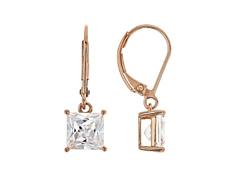 White Cubic Zirconia 18K Rose Gold Over Sterling Silver Earrings 4.24ctw