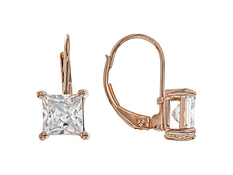 White Cubic Zirconia 18K Rose Gold Over Sterling Silver Earrings 2.79ctw