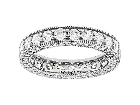 White Cubic Zirconia Rhodium Over Sterling Silver Eternity Band Ring 4.69ctw