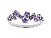 Purple Cubic Zirconia Rhodium Over Sterling Silver Ring 1.14ctw