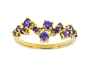 Purple Cubic Zirconia 18K Yellow Gold Over Sterling Silver Ring 1.14ctw