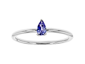 Blue Cubic Zirconia Rhodium Over Sterling Silver Ring 0.27ctw