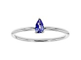 Blue Cubic Zirconia Rhodium Over Sterling Silver Ring 0.27ctw