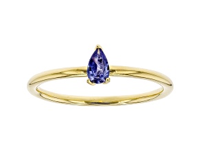 Blue Cubic Zirconia 18K Yellow Gold Over Sterling Silver Ring 0.27ctw