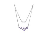 Purple Cubic Zirconia And Clear Cubic Zirconia Bead Rhodium Over Sterling Silver Necklace 3.30ctw