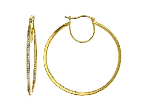 White Cubic Zirconia 18K Yellow Gold Over Sterling Silver Inside Out Hoop Earrings 2.86ctw