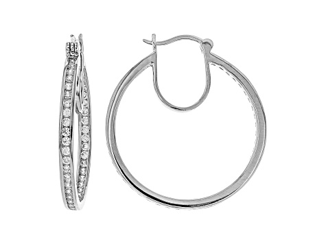 White Cubic Zirconia Rhodium Over Sterling Silver Inside Out Hoop Earrings 3.64ctw