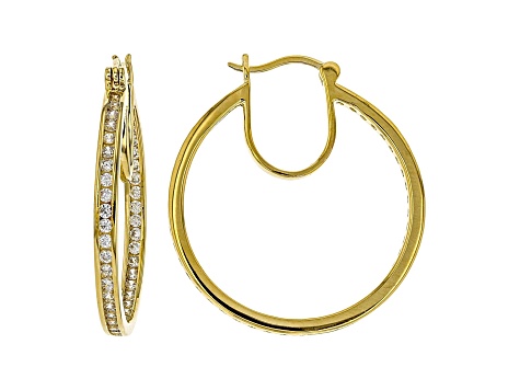 White Cubic Zirconia 18K Yellow Gold Over Sterling Silver Inside Out Hoop Earrings 3.64ctw
