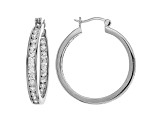 White Cubic Zirconia Rhodium Over Sterling Silver Inside Out Hoop Earrings 5.61ctw