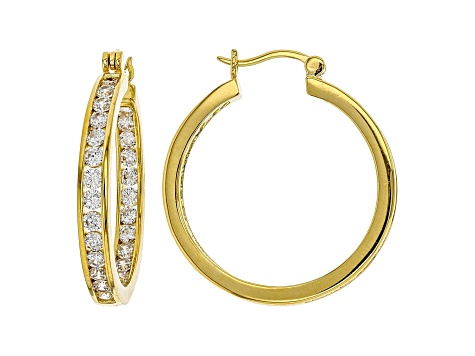 White Cubic Zirconia 18K Yellow Gold Over Sterling Silver Inside Out Hoop Earrings 5.61ctw