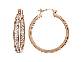 White Cubic Zirconia 18K Rose Gold Over Sterling Silver Inside Out Hoop Earrings 5.61ctw