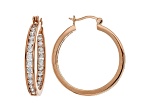 White Cubic Zirconia 18K Rose Gold Over Sterling Silver Inside Out Hoop Earrings 5.61ctw