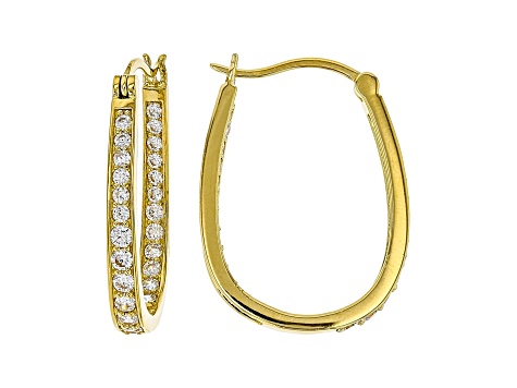 White Cubic Zirconia 18K Yellow Gold Over Sterling Silver Inside Out Hoop Earrings 2.66ctw