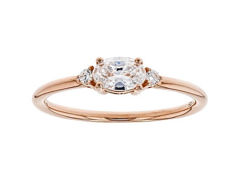 White Cubic Zirconia 18K Rose Gold Over Sterling Silver Ring 0.80ctw