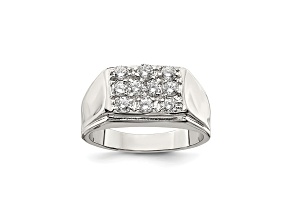 White Cubic Zirconia Rhodium Over Sterling Silver Mens Ring
