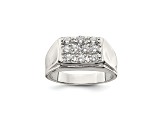 White Cubic Zirconia Rhodium Over Sterling Silver Mens Ring