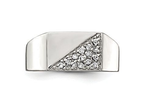 White Cubic Zirconia Rhodium Over Sterling Silver Mens Ring