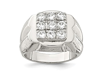Picture of White Cubic Zirconia Rhodium Over Sterling Silver Mens Ring