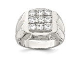 White Cubic Zirconia Rhodium Over Sterling Silver Mens Ring