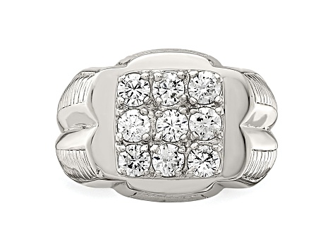 White Cubic Zirconia Rhodium Over Sterling Silver Mens Ring