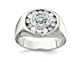 White Cubic Zirconia Rhodium Over Sterling Silver Mens Ring