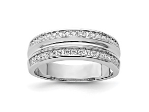 White Cubic Zirconia Rhodium Over Sterling Silver Mens Band Ring