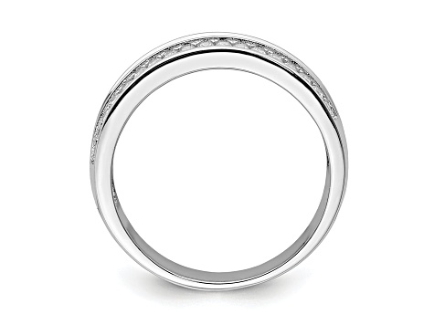 White Cubic Zirconia Rhodium Over Sterling Silver Mens Band Ring