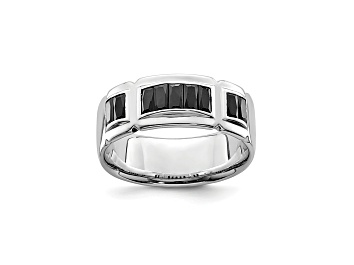 Picture of Black Cubic Zirconia Rhodium Over Sterling Silver Mens Band Ring