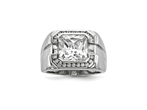 White Cubic Zirconia Rhodium Over Sterling Silver Mens Ring