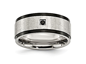 Picture of Black Cubic Zirconia Stainless Steel Mens Band Ring