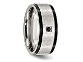 Black Cubic Zirconia Stainless Steel Mens Band Ring