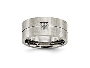 Picture of White Cubic Zirconia Stainless Steel Mens Band Ring