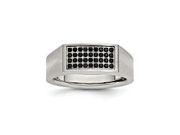 Picture of Black Cubic Zirconia Stainless Steel Mens Ring