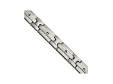 White Cubic Zirconia Brushed Stainless Steel Mens Bracelet