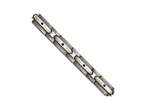 Black Cubic Zirconia Brushed Stainless Steel Mens Bracelet