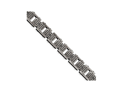 White Cubic Zirconia Brushed Stainless Steel Mens Bracelet