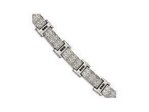 Black Cubic Zirconia Polished Stainless Steel mens Bracelet
