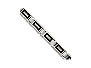 White Cubic Zirconia Brushed And Polished Stainless Steel Mens Bracelet