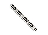 White Cubic Zirconia Brushed And Polished Stainless Steel Mens Bracelet