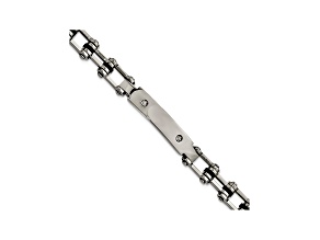 White Cubic Zirconia Two-Tone Stainless Steel Mens Bracelet
