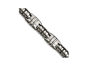 Black Cubic Zirconia Polished Stainless Steel Mens Bracelet